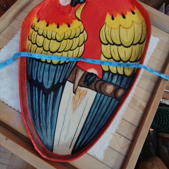 Vintage Tropical Macaw Parrot Wooden Tray / Wall Decor - Picture 9 of 9